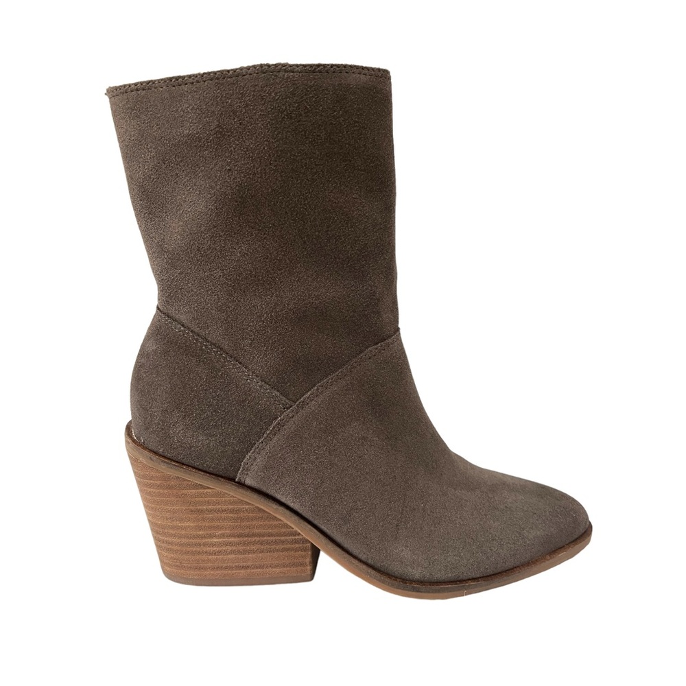 Lucky Brand Taupe Grey Suede Sarey Mid Western Booties 7.5